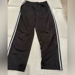 [US:S]Adidas Black Side Snap Button Sweat Pants with Tri-Stripe Detailing